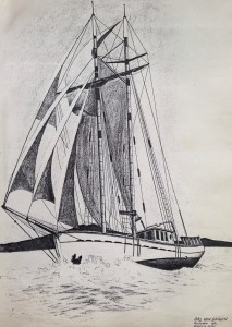 Sailingboat NZ pencil drawing