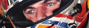 Portrait Max Verstappen Oil on Canvas 120 x 40 cm. basvangaalen.com